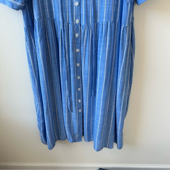 Lane Bryant Midi Dress Women’s 20 Blue White Striped Tie Waist V-Neck Soft Comfy - Picture 6 of 12